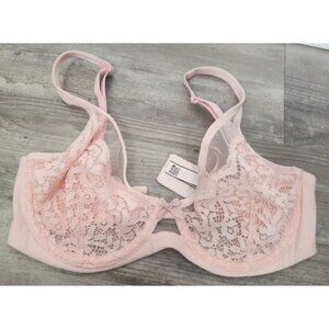 Victoria's Secret Women's Sz. 32 DD Unlined Demi Pink Sheer Lace Bra